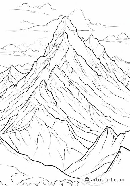 Página para colorear de la cima de la montaña